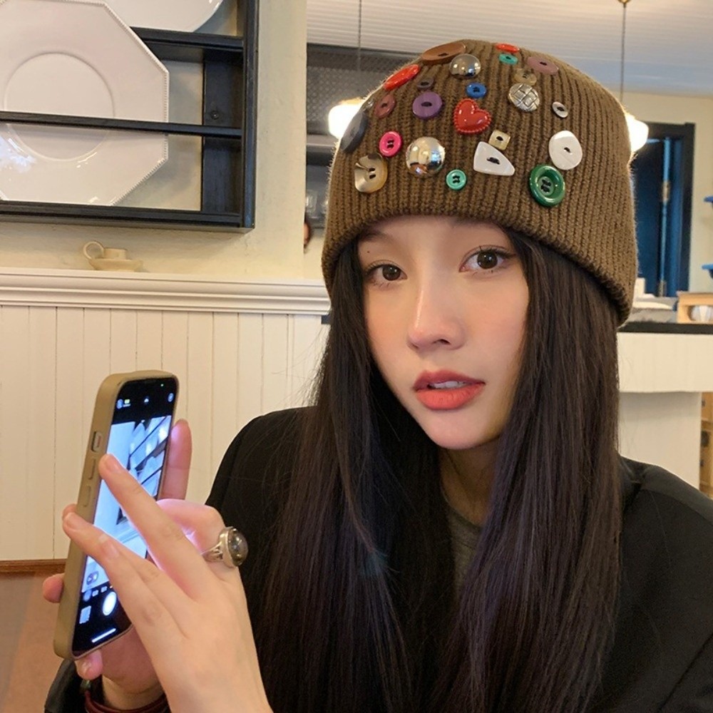 Bonnet coloré à boutons, bonne - Beanie Cuffed Knit avis et prix