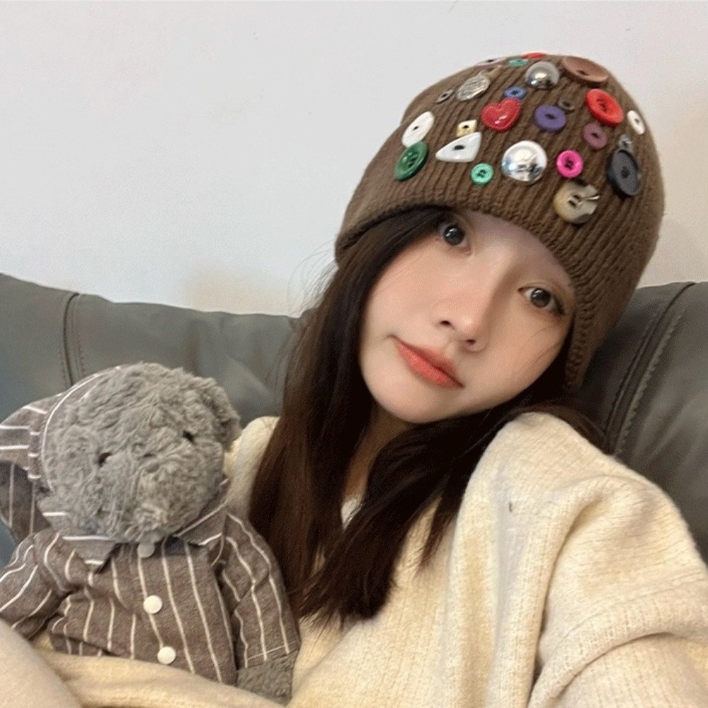 Bonnet coloré à boutons, bonne - Beanie Cuffed Knit avis et prix